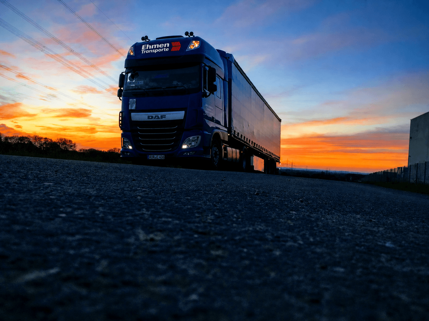 Ehmen Transporte truck at dusk